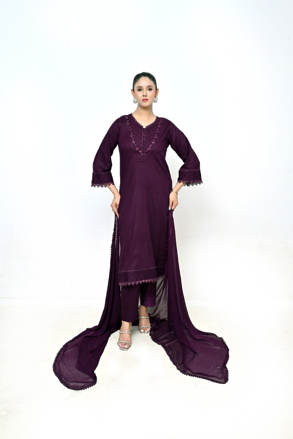 3 Piece Lawn-Cotton (Mystic Purple)