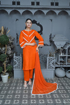 3 Piece Lawn-Cotton (Orange Bloom)
