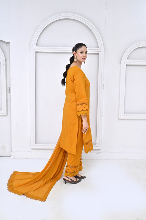 3 Piece Lawn-Cotton (Golden Aura)