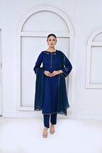 3 Piece Lawn-Cotton (Blue Moon)