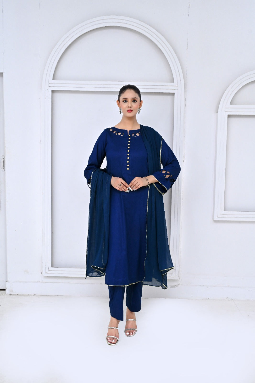 3 Piece Lawn-Cotton(Blue Moon)