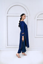 3 Piece Lawn-Cotton (Blue Moon)