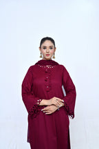3 Piece Lawn-Cotton (Rose Red)