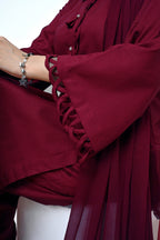 3 Piece Lawn-Cotton (Rose Red)