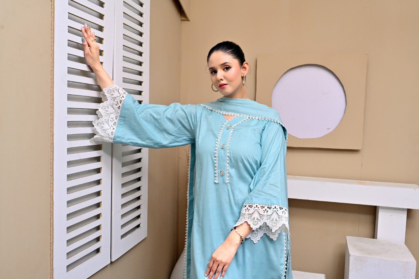 3 Piece Lawn-Cotton (Ocean Mist)