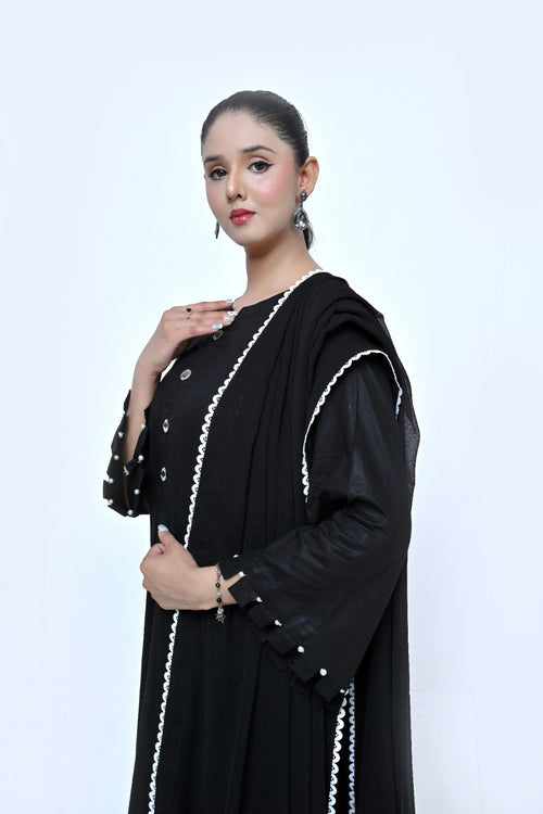 3 Piece Lawn-Cotton (Black Beauty)