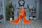 3 Piece Lawn-Cotton (Orange Bloom)
